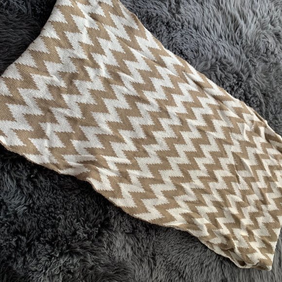 (2 for $6) tan and white chevron infinity scarf - Picture 2 of 2